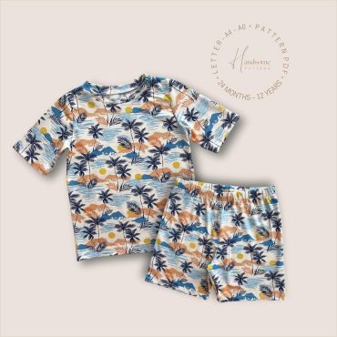 Kids t-shirt and shorts pattern, kid outfit sewing pattern PDF, two piece set for toddlers, kids, kids t-shirt pattern, kids shorts pattern.