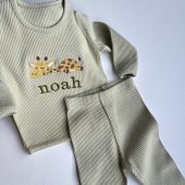 Personalized Safari Lion Giraffe Unicorn Cow Sheep Lounge Set | Loungewear for Kids & Adults | Safari-Themed Christmas Gift Family Pajamas