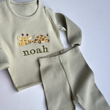 Personalized Safari Lion Giraffe Unicorn Cow Sheep Lounge Set | Loungewear for Kids & Adults | Safari-Themed Christmas Gift Family Pajamas