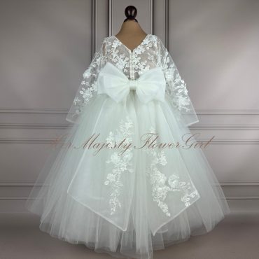 NEW!! Flower girl dress ,Girl ball gown, Ivory flower girl dress, Tutu girl dress,toddler gown, 3D Floral Embroidery MODEL NICOLETTE