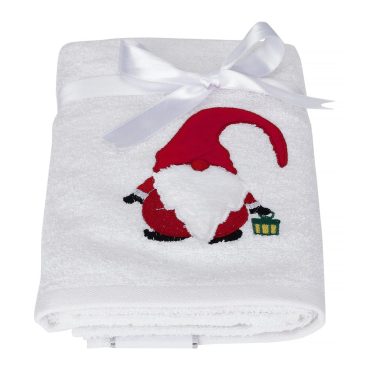 Festive Gonk Christmas Hand Towel – Embroidered Cotton with Optional Personalised Initials
