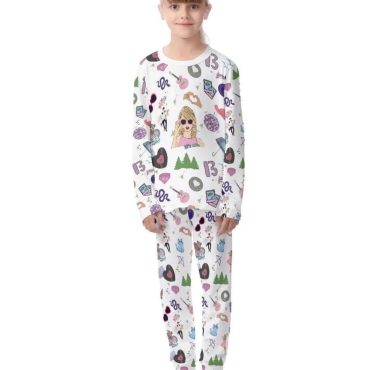 Ready to Ship! Little Kids & Youth Pajama Set (XS to 4XL) with All Over Cute Trendy Print! Fast Shipping Too