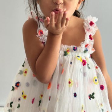 RESTOCK 3m-6Y Flower tulle dress, White Dress with Multicolor Flowers, First birthday dress, Toddler photo dress, Unicorn Dress, Princess