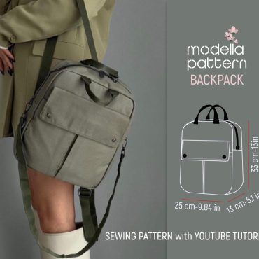 Backpack pattern,tote bag with pockets,canvas tote bag,digital pdf pattern,pdf download , school bag pattern,bag template,back to school