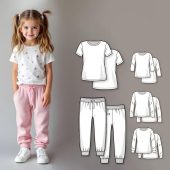 Kids T-Shirt and Sweatpant Sewing Pattern, DIY Lounge Set with Short and Long Sleeves, Regular Fit PDF, Easy Sewing for Toddler and Children