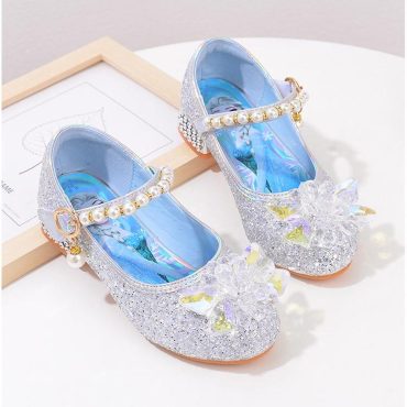 Spring/Autumn New Elsa Princess Shoes – Sparkling Crystal High Heels for Girls!