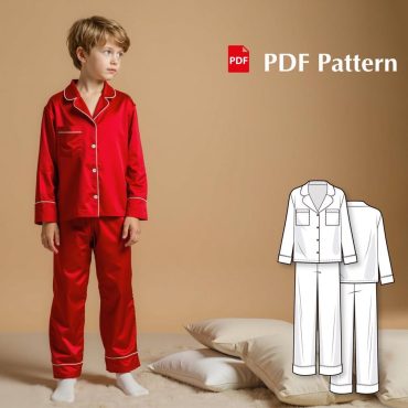 Boys and Girls  Button Down Pajama Set Sewing Pattern, PDF Pattern for Woven Pajamas, Flannel Lapel Collar PJ Set, DIY Sleepwear for Kids
