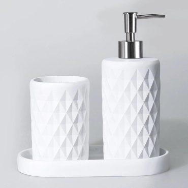 Glowing Bathroom Accessories Sets in Soap Dispenser, Toothbrush Holder and Tray