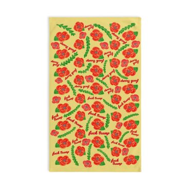 Subtle Red Poppies on Yellow Hand Towel Trump Gift