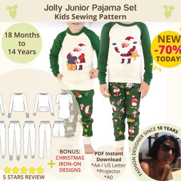 Kids Pajamas PDF Sewing Pattern Toddler Pajamas Set Kids Classic Pajamas Sewing Pattern PDF Holiday Night Pajamas Winter Loungewear Set