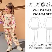 Children's Pajama Set sewing pattern /Kids nightwear pattern PDF/kids pajamas /Children's classic pajamas / Sıze 3Y-15Y /Easy sewing project