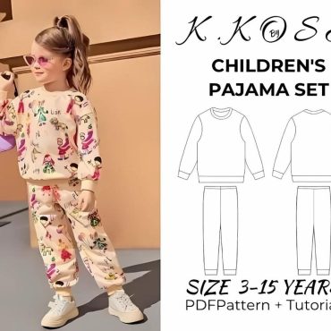 Children's Pajama Set sewing pattern /Kids nightwear pattern PDF/kids pajamas /Children's classic pajamas / Sıze 3Y-15Y /Easy sewing project