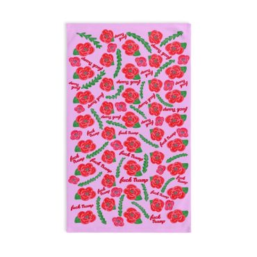 Subtle Red Poppies on Pink Hand Towel Trump Gift