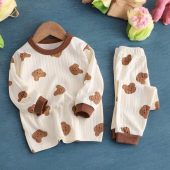 Cute Bear Pajama Set for Kids | 1-4 Years | Long Sleeve Lightweight Loungewear | Unisex Sleepwear