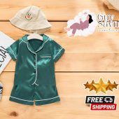 Toddler Satin Silk Pajama-Pants Set | Cozy Summer Sleepwear for Kids | Soft Short Sleeve Nightwear | Comfortable Baby Homewear