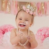 First Birthday Crown, Gold Lace Baby Crown, 1st Birthday Tiara, Cake Smash Crown, Floral Mini Crown , Baby Girl Party Hat