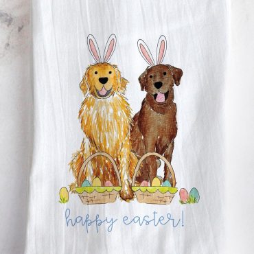 Easter Bunny Mix and Match Pets Tea Towel | Personalized Pet Hand Towel, Goldendoodle, Golden Retriever, Lab, GSP, Cat, Easter Towel
