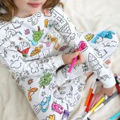 Coloring Kids Pajamas Children Gift Paintable Activity Outfit 100% Cotton Washable and Reusable Set