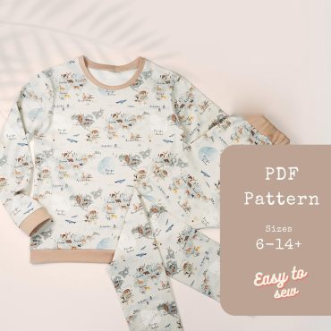 Pajama Sewing Patterns for Kids Clothes | Kids Pajama Pattern for Knits | Kids Sewing Patterns for Beginners | Christmas Pajamas PDF Pattern