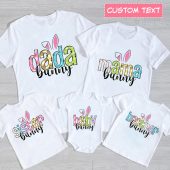 Personalized Easter Bunny Family Shirts, Custom Mommy Bunny Dada Bunny Baby Bunny Family Shirt, Family Bunny Matching T-Shirt