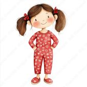 20 Cute Pajamas Girl Clip Art, Girl Wearing Pajamas And Slipper Printable Image, Pajama Party Digital Download, Scrapbooking Paper Craft JPG