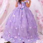 Quinceanera robe, lilac quinceanera gown baby girl, toddler of the shoulder quince gown, flower quince gown with train, quicne sister gown