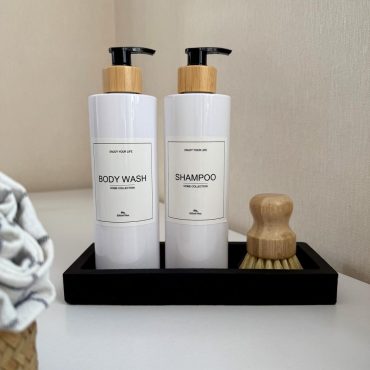 Modern Bathroom Sink Organizer, Concrete Soap Dispenser Tray, Black Bathroom Accessories, Bathroom Bottles Tray, Long Rectangular Tray