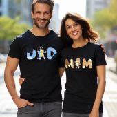 Blue shirt, Cool Dad Shirt - Blue Couples Shirt, Cute Mum Shirts & Matching Tote Bag, Funny Gift for Parents, Summer Outfit for Family Fun