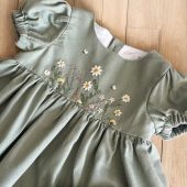Custom Wildflowers Garden Dress for Girls, Handmade Embroidery Dress, Girl Summer Dress, Embroidered Linen Dress, First Birthday Girl Dress