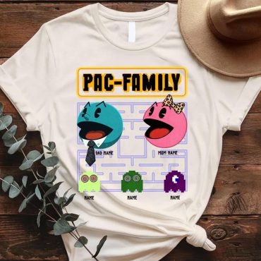 Personalized Pac-Family T-Shirt – Custom Family Shirt with Names, Funny Gift for Mom, Unique Matching Family Outfit, Custom Gift for Parents
