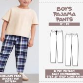 Boys Pajama Pants Sewing Pattern 1Y-8Y Pants PDF Pattern Kids Sewing Pattern Sleep Pants Pattern Pajama Sewing Pattern