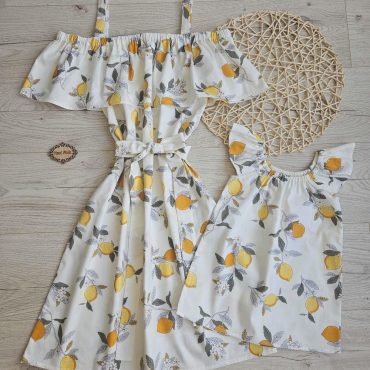 Mommy and me matching outfit Matching mom and daughter dresses Mothers day gift Lemons outfit Family look outfit