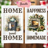9 Home Sweet Home Kitchen Tea Towel PNG Bundle Sublimation Design, Retro Happy Hand Towel Apron Kitchen Towel Sublimation, Dish Towel png
