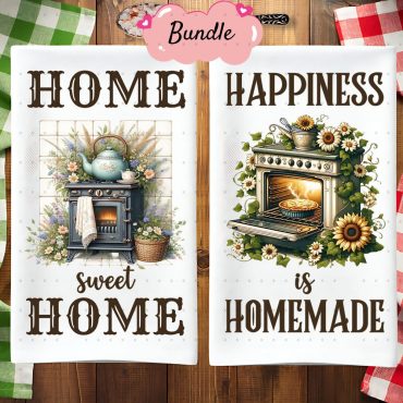 9 Home Sweet Home Kitchen Tea Towel PNG Bundle Sublimation Design, Retro Happy Hand Towel Apron Kitchen Towel Sublimation, Dish Towel png
