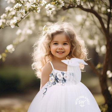 White Ivory Easter Baby Girl Dress, Knee Length, 3D Floral Applique Dress, Wedding Flower Girl, Pink Fluffy Dress, Spring Summer Tulle Dress