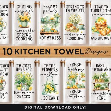 Floral Spring Kitchen Towel Sublimation Designs, Kitchen Quote Tea Towel PNG Design, Funny Spring Kitchen Towel, Cooking & Baking Home Decor