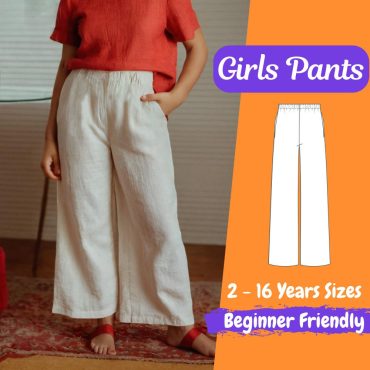 Girls Loose Linen Pants Sewing Pattern, Pockets Pajama Pants for Girls PDF Pattern, Loungewear Kids Pajama Pants Pattern