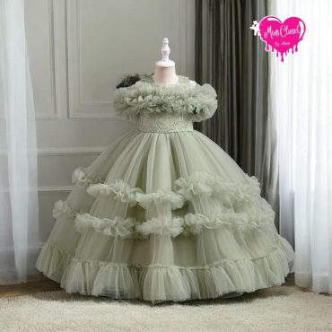 Eco-Friendly Princess Dress for Girls – Pink Tulle Birthday Gown, Flower Girl Dress, Sustainable Fairytale Dress for Weddings & Parties