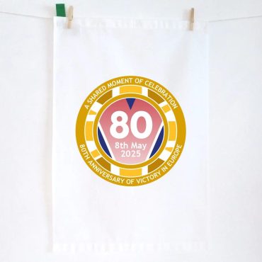 VE Day 80th Anniversary Tea Towel Design 2 - High Quality Premium Print