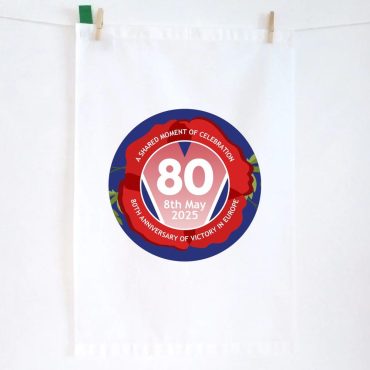 VE Day 80th Anniversary Tea Towel Design 6 - High Quality Premium Print