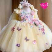 Easter Girls Dress - Princess Tulle Gown - Handmade Floral Birthday Outfit - Fairy Butterfly Dress - Spring Wedding Flower Girl Dress
