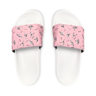 Youth Gymnastics Sandals, Pink and White Removable Strap Slides, Gymnastics Shoes, Kids Beach Slippers, Summer Footwear