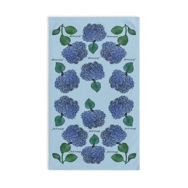 Slightly Subtle Hydrangea Towel on Light Blue, Floral Kitchen Decor, Gift for Gardeners, Blue Flower, Spring Home Decor, Political Gag Gift