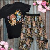 Mushroom Bluey Pajamas Set, Blue Dog Mushroom Pajamas Set, Bluey Family Pajamas For Adult And Kids