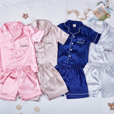 Personalized Pajamas,Flower Girl Pajama Set,Kids Pajamas,Wedding Gift,Custom Silk Satin Name Pyjama,Child Sleep Shirts,Bridesmaid Gift Pjs