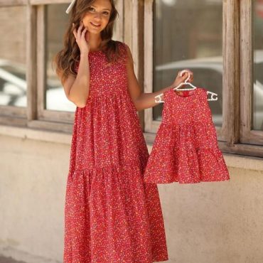 Matching Mother-Daughter Summer Dress – Floral Sleeveless Travel Outfit Free Shipping