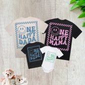 Custom 'One Happy Mama/Dude/Dada' Tee – Personalized Family Shirt, Minimalist Parent Gift, Matching Family Outfit