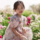 Girls Birthday Dress Floral Princess Dress for Kids | Flower Girl Dress for Wedding | Toddler Puff Sleeve Mesh Dress |Dress for Photoshoot