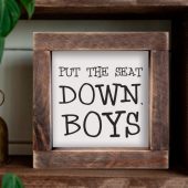 Put The Seat Down Boys Funny Bathroom Sign Handmade Housewarming Gift Bathroom Rules Farmhouse Shelf Decor Restroom Sign