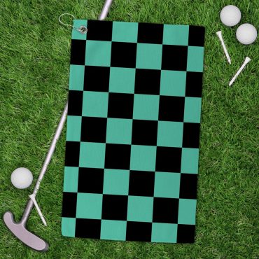 Checkered Golf Towel, Golf Gift, Green & Black Sports Towel, Golf Accessories, Golfing Gear, Golf Towels for golf lovers